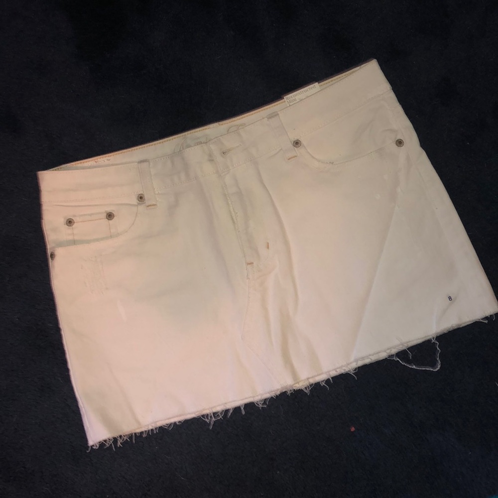 American eagle mini white denim skirt